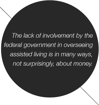 The lack of involvement by the federal government in overseeing assisted living is in many ways, not surprisingly, about money.