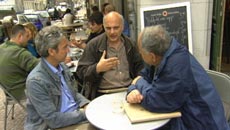 photo of marzynski talking with germans